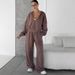 Women's plus Size Two Piece Set European American Style Autumn Winter Loose Fit Slimming Hooded Sweatshirt Sportswear Solid Color Long Sleeve_ecoleips.com