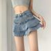 Women's Clothing Denim Skirt Female Lining Design High Waist Slim A Line Ruffled Hip Skirt Summer_ecoleips.com