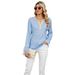 Women's Clothing 2025 Autumn/winter New V-neck Contrasting Striped Loose Long Sleeved Women's T-shirt Top_ecoleips.com