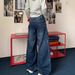 Retro Large Pocket Curved Blade Jeans Men's Autumn New Style High Street Design Loose Slim Straight Wide Leg_ecoleips.com