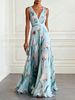 2026 European And American Cross-border Independent Site Holiday Elegant Chiffon Printed V-neck Long Dress_ecoleips.com