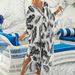 Cross Border Popular European And American Printed Chest Hand Woven Beach Cover Up Loose Large Size Holiday Bikini Outer Cover Up_ecoleips.com