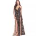 Sexy Backless Sequin Slit Dress - Long Sleeveless V-Neck Party Dress For Women_ecoleips.com
