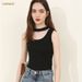 CANVAUS Stylish High-neck Hollow-out Tank Women, Slim-fit, Solid Color, Sleeveless Ribbed Top For Summer_ecoleips.com