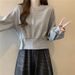 European American Style Short, Slim-fit, Long-sleeved Sweatshirt For Women, Spring And Autumn Thin, Loose, Hoodless,_ecoleips.com