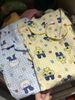 Women'S Cotton Pajamas Set Mameiji Summer Blue Plaid Cute Tamagot Chi Cartoon Short Sleeve Shorts Summer Thin Soft Loungewear_ecoleips.com
