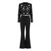 Women's Clothing Style Super Heavy Handmade Beaded Cardigan Top Split Wide Leg Pants Fashionable Trousers Two Piece Set In Stock_ecoleips.com