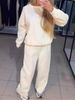 Women's Clothing Autumn And Winter Hot Selling Women's Casual Round Neck Long Sleeve Full Body Hot Diamond Drawstring Foot Two Piece Suit_ecoleips.com