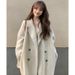 Chic Oversized Tweed Coat Women's Winter Audrey Hepburn Style Double-Breasted Jacket – Elegant & Comfortable (Beige/Pink/Camel/Black/Gray)_ecoleips.com