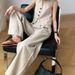 Women's Casual Vest & Wide-Leg Pants Set – Sleeveless Denim-Look Two-Piece Outfit (S-Xl, Beige) Neutral Versatility_ecoleips.com
