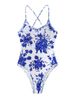 2025 New European And American Export One-piece Bikini, Blue And White Printed Tight Sexy Swimsuit, Chinese-style One-piece Swim_ecoleips.com