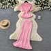Korean Style Women's Knitted Ruffle Two Piece Set Slim Fit Elegant Summer Commuting Temperament Suit for Mature Ladies_ecoleips.com