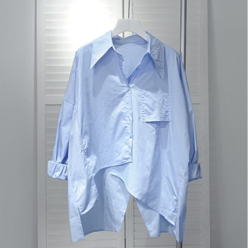 Women's Solid Color Casual Shirt_ecoleips.com