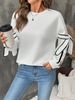 Women's Autumn Color-Block 3D Bow Round-Neck Long-Sleeve Pullover Sweatshirt_ecoleips.com
