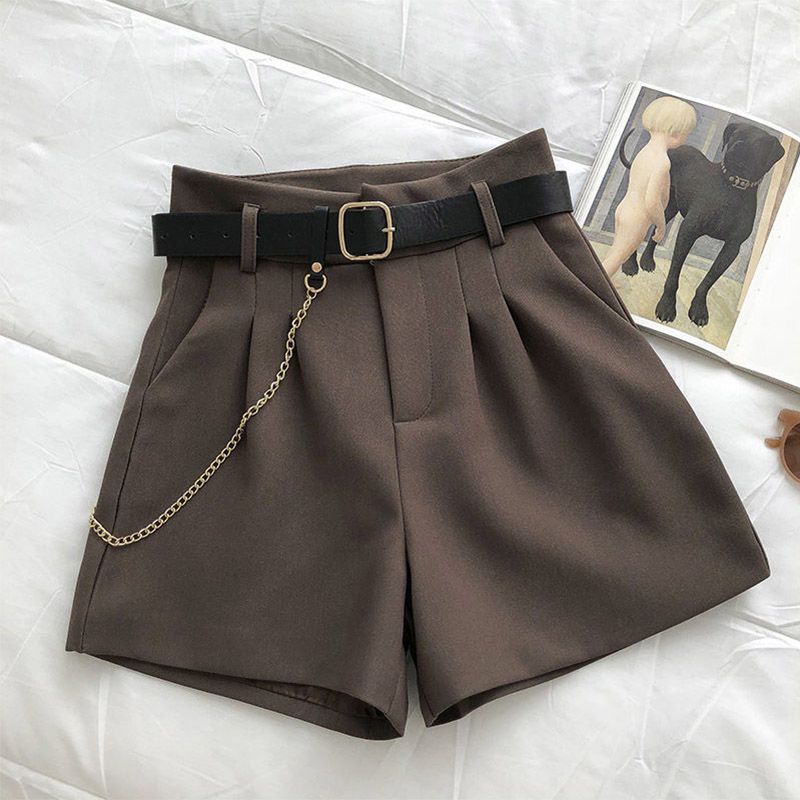 Women's High-Waisted A-Line Wide-Leg Pants Summer Suit Shorts Korean Style Slimming Versatile Casual Bottoms_ecoleips.com