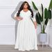 Women's Clothing Supply Large Size Fat Solid Color V Neck Sexy_ecoleips.com