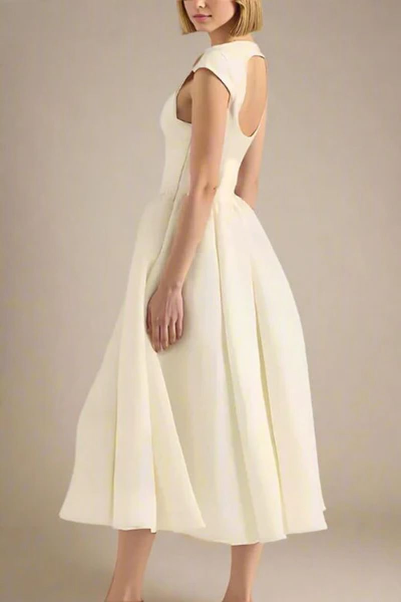 French Style Pure Desire Elegant Waist Cinching Slimming Sleeveless Unique Design Back Hollow Out Summer Dress For Women_ecoleips.com
