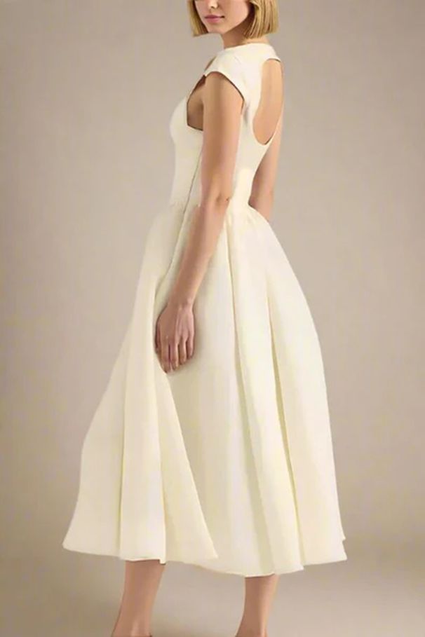 French Style Pure Desire Elegant Waist Cinching Slimming Sleeveless Unique Design Back Hollow Out Summer Dress For Women_ecoleips.com
