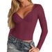 DiYun European And American 2024 Fall/Winter Y2K Women's V-Neck Slim Fit Long Sleeve Top_ecoleips.com