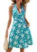 Women's Clothing Women's Sleeveless Halter Neck Bohemian Dress Urban Fashion Floral Pockets Elastic Waist Pleats_ecoleips.com