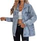 Women's Oversized Denim Jacket New Boyfriend Style Ripped And DistressedRelaxed Everyday Wear Comfortable Feshion_ecoleips.com