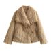 Women's Clothing Luxury Faux Fur Collar Coat - Elegant Oversized Women's Winter Jacket In Soft Grey, Pink, Camel, Black & Cream_ecoleips.com