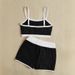 Women's Clothing Solid Color Letter Print Suspenders Style Summer Popular Sports Style Vest Suit_ecoleips.com