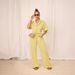 Women's Clothing Solid Color Short Sleeved Shirt Collar Top Long Casual Wide Leg Pants Suit_ecoleips.com
