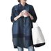 Women's Muslim Collar Button Down Loose Top Shirt Asymmetrical Hem Plaid Shirt_ecoleips.com