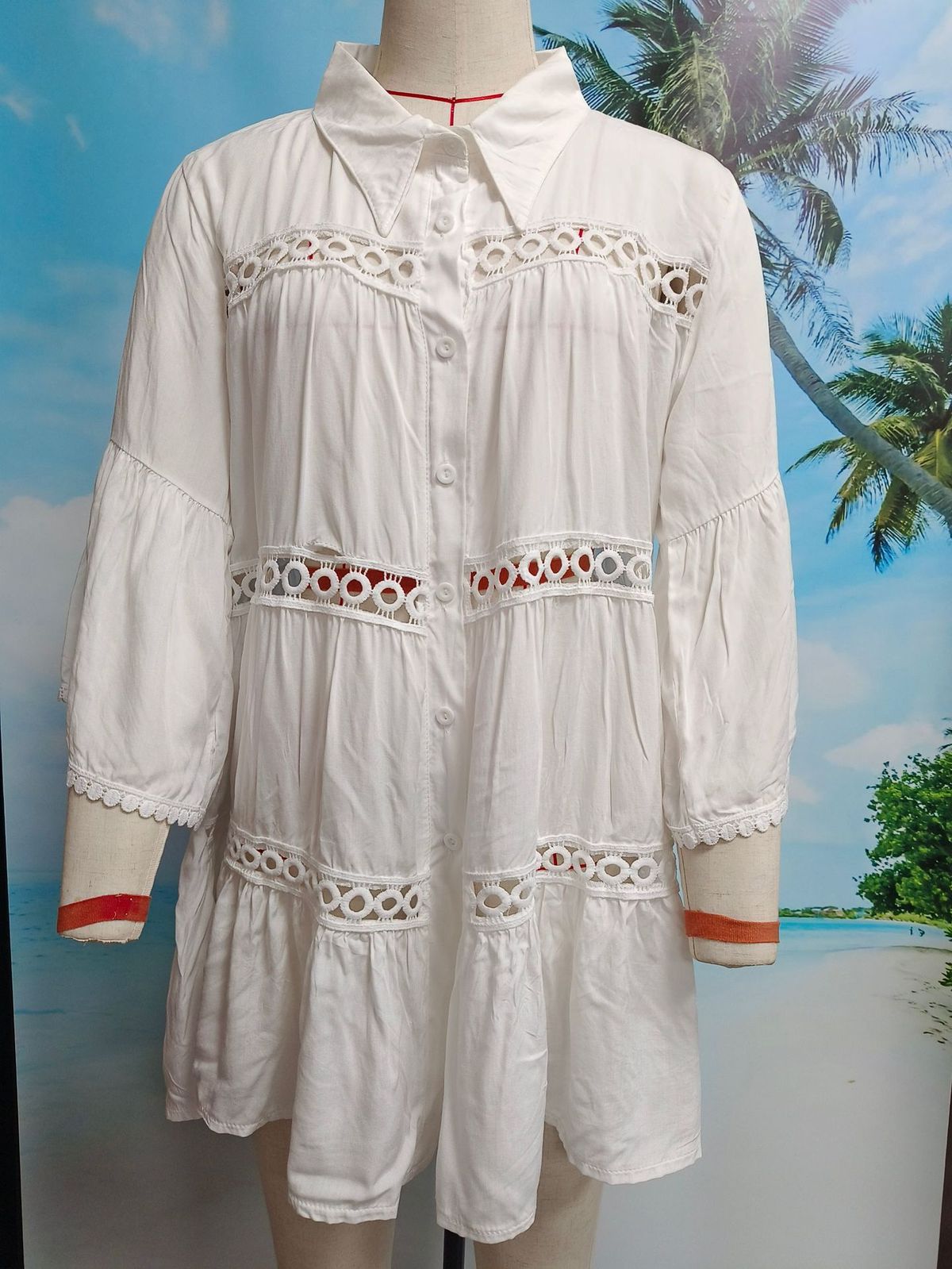 White Long-Sleeve Swim Cover-Up – Stylish Beach Tunic With UPF Sun Protection, Bikini Wrap & Casual Wear (One Size Fits Most)_ecoleips.com