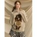girl Sheep Wool French INS Sweet Cool Sweater Women, Puppy Retro Loose Lazy Style, Versatile Knitted Top For Outerwear_ecoleips.com