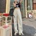Spring Summer New Loose Jacquard Jeans, Straight Casual Women's High-waisted Floor-length Pants, Spring And Autumn_ecoleips.com