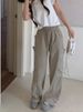 K Thin And Slimming Work Pants For Women, Drawstring High Waisted Wide Leg Pants With Multiple Pockets, Quick Drying Casual Pants_ecoleips.com