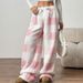 A Pair Of Women's Spring, Autumn And Winter Pajamas, Loose, Casual Checked Pants, Fleece And Thickened Pants, And Home Wear_ecoleips.com