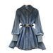 Women's Chic Retro Denim Dress Hong Kong Style Slimming Loose Fit With Irregular Belted Waist For Casual Spring Wear_ecoleips.com