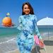 Muslim Swimsuit Conservative Floral Print Women's Three-Piece Swimsuit Set Long Sleeve Beachwear With Beach Skirt For Swimming And Water Sports_ecoleips.com