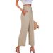 Suitable For All Seasons Women's Wide-Leg High-Waisted Linen Flowing Capri Pants Casual Versatile Slimming_ecoleips.com