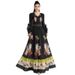 Women's Clothing Spring New Retro Women's Floral Print Dress Beaded Design Black Long Skirt Slimming Elegant Style_ecoleips.com