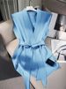 ZANZEA Women Shiny Satin Blouses Elegant Wrapped V-Neck Sleeveless Tops 2025 Summer Office Commuting Belted Party Blusas Mujer_ecoleips.com