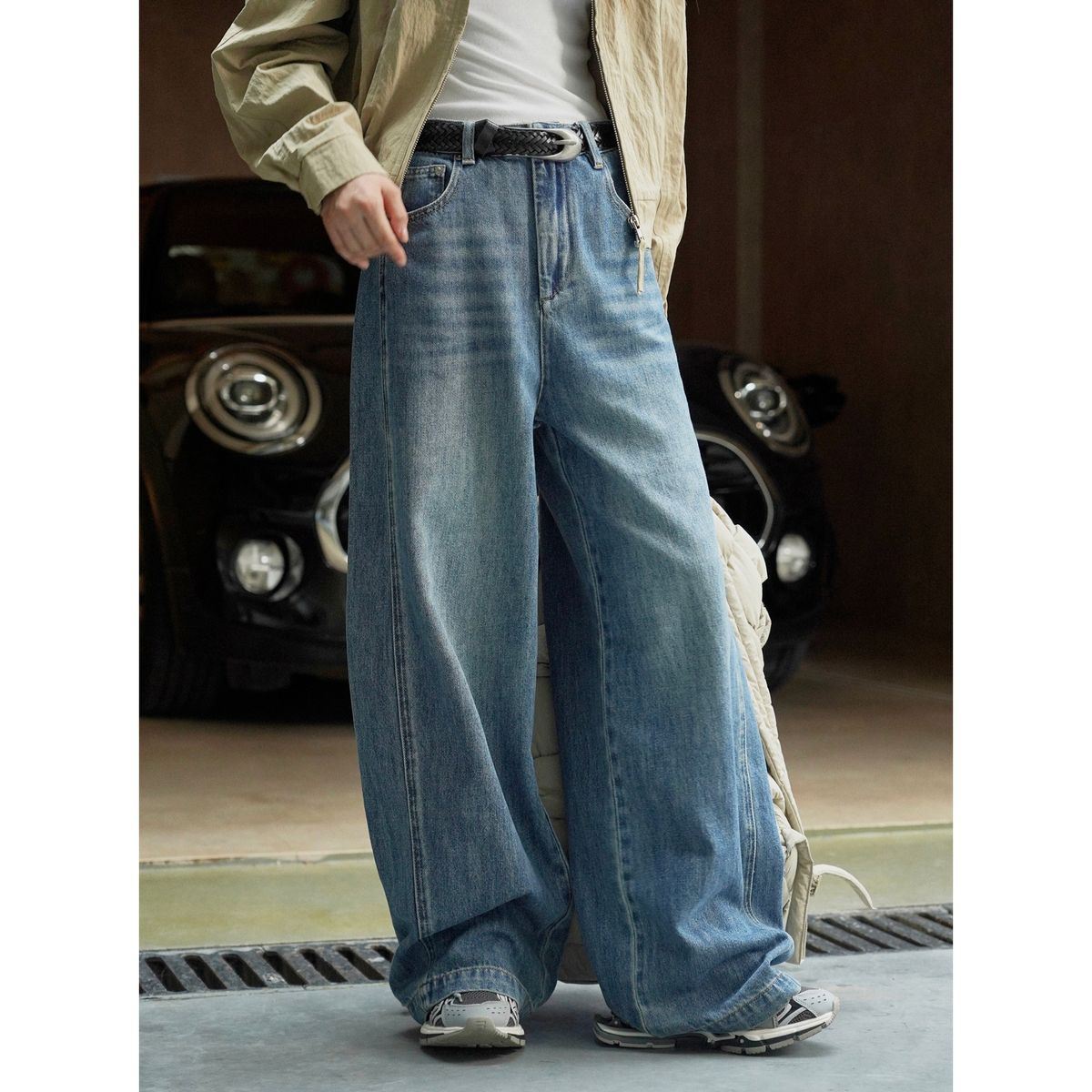 Louvre Early Autumn New Korean Version Trendy Fashionable Wide Leg Jeans, High Waisted Loose And Slimming Casual Pants_ecoleips.com