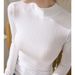 2025 High End Threaded Stand Up Collar T-Shirt For Women, Long Sleeved, 2025 Autumn Winter New Item, Slimming And Sexy Slim_ecoleips.com