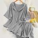 2026 Women's Casual Sports Suit Summer New Hong Kong Style Loose Fashionable Hooded Short-Sleeve Skirt-Pants Two-Piece_ecoleips.com