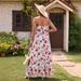 Women's Summer Beach Satin Cami Maxi Dress – V Neck Bowknot Floral Print Slip Dress, Going Out Clubwear 2026_ecoleips.com