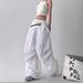 Spicy Girl Layered Tie Red Paratrooper Women Summer New Street Dance Loose Hip-Hop Wide-Leg Casual Long Pants_ecoleips.com