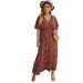 V-Neck Flowy Maxi Dress For Women, Elegant High Waist A-Line Long Summer Dress With Short Sleeves, Plus Size Boho Chic Dress_ecoleips.com