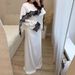 Elegant Lace Trim Long Sleeve Dress Slimming A-Line Wrap Style for Women in Silver Gray Black White Sizes S M L XL_ecoleips.com