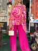 Women's Clothing New Color Chiffon Suit Casual Round Neck Printed Two Piece Suit_ecoleips.com