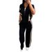 Women's Straight Fit Zippered Short Sleeve Top With Elastic Waist And Pockets Casual Versatile Spring Summer Everyday Commute Suit_ecoleips.com