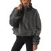 New Autumn And Winter Plush Women's Half-Zip Stand-Up Collar Sweatshirt_ecoleips.com