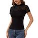 European And American Cross-border 2026 New Style Mesh Heart Patchwork Short-sleeve Small Stand-up Collar Fashion_ecoleips.com